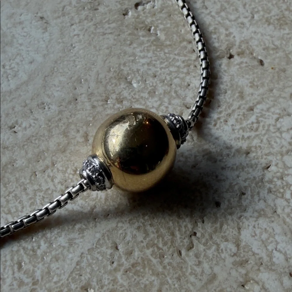 David Yurman Solari necklace sterling silver with 18k ball and diamonds - Picture 8 of 10